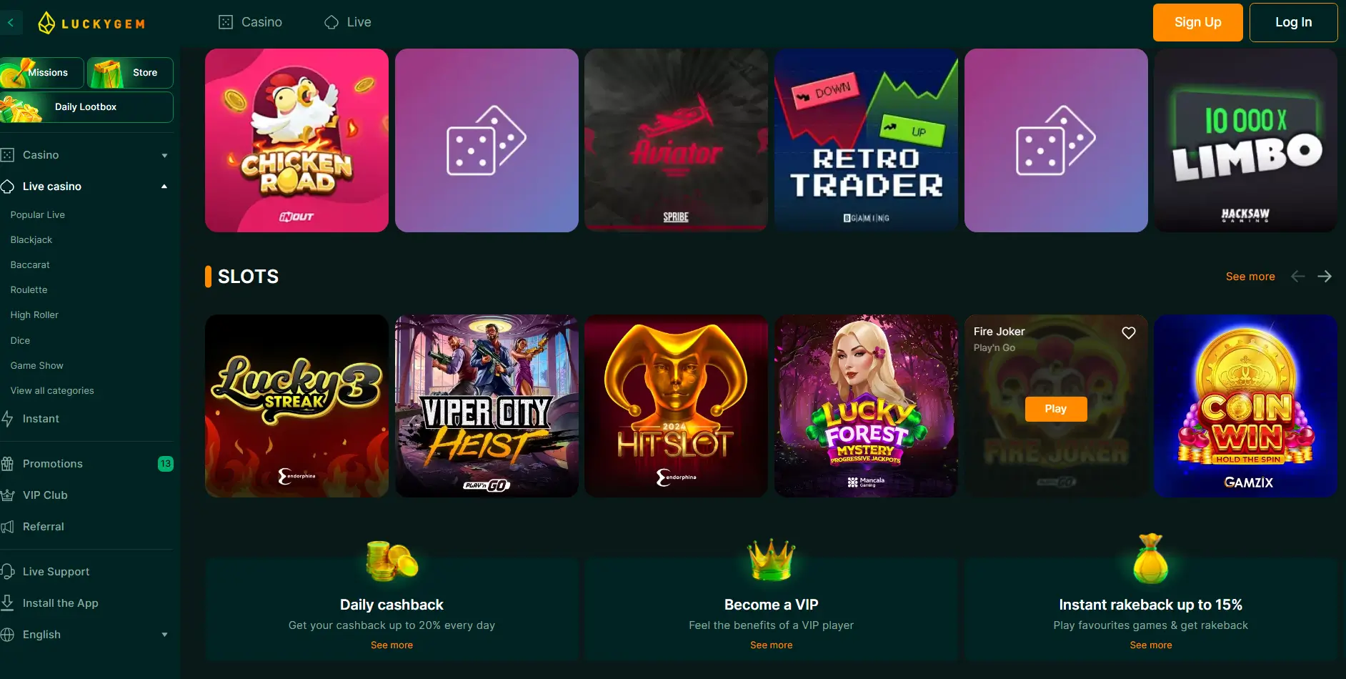 luckygem casino games